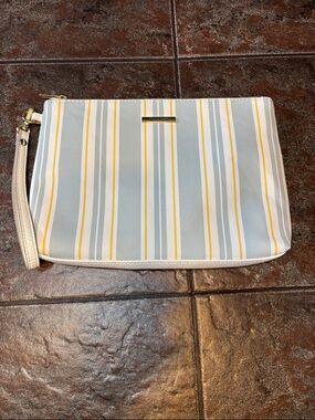 Nanette Lepore Blue, Yellow & White Striped Clutch